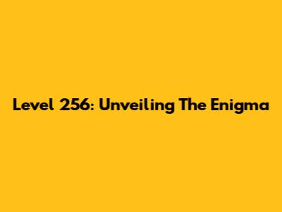 Level 256: Unveiling The Enigma