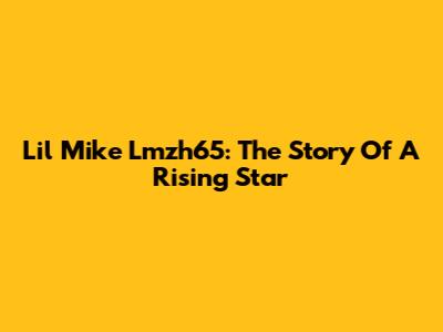 Lil Mike Lmzh65: The Story Of A Rising Star