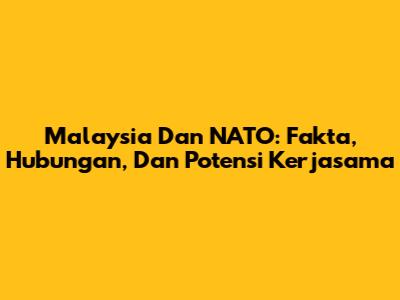 Malaysia Dan NATO: Fakta, Hubungan, Dan Potensi Kerjasama