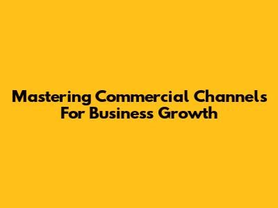 Mastering Commercial Channels For Business Growth