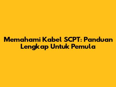 Memahami Kabel SCPT: Panduan Lengkap Untuk Pemula