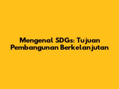 Mengenal SDGs: Tujuan Pembangunan Berkelanjutan