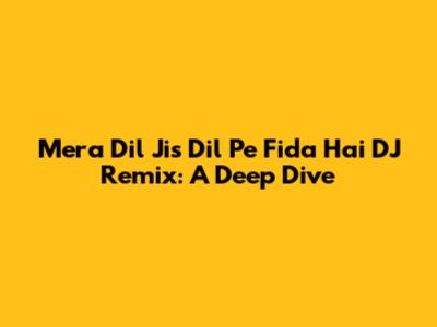 Mera Dil Jis Dil Pe Fida Hai DJ Remix: A Deep Dive