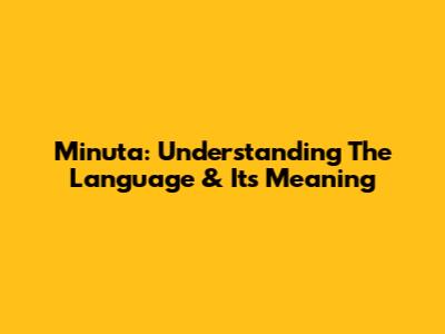 Minuta: Understanding The Language & Its Meaning