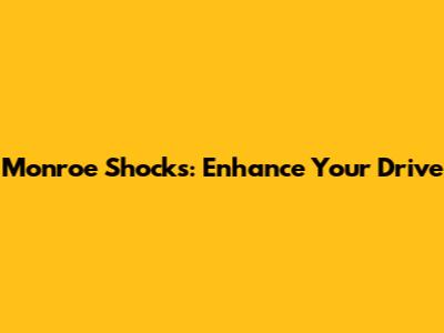 Monroe Shocks: Enhance Your Drive