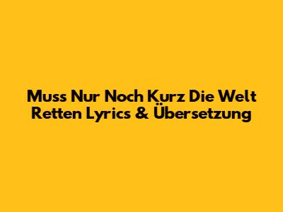 Muss Nur Noch Kurz Die Welt Retten Lyrics & Übersetzung