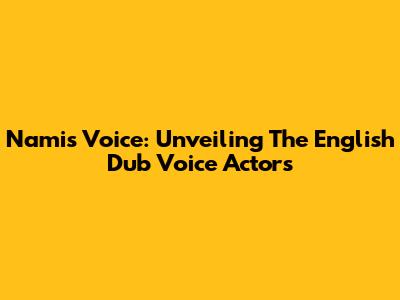 Nami's Voice: Unveiling The English Dub Voice Actors