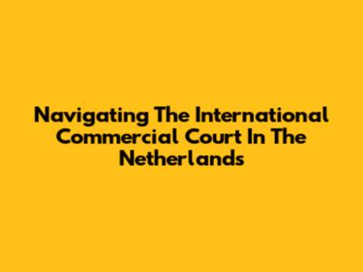 Navigating The International Commercial Court In The Netherlands