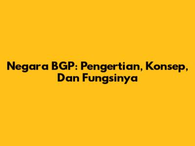 Negara BGP: Pengertian, Konsep, Dan Fungsinya