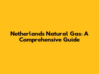Netherlands Natural Gas: A Comprehensive Guide