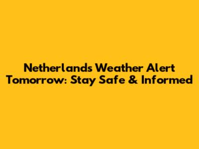 Netherlands Weather Alert Tomorrow: Stay Safe & Informed