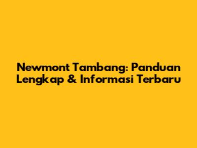 Newmont Tambang: Panduan Lengkap & Informasi Terbaru