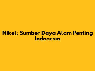 Nikel: Sumber Daya Alam Penting Indonesia