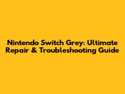 Nintendo Switch Grey: Ultimate Repair & Troubleshooting Guide
