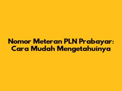 Nomor Meteran PLN Prabayar: Cara Mudah Mengetahuinya
