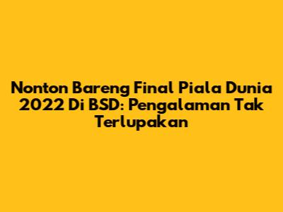 Nonton Bareng Final Piala Dunia 2022 Di BSD: Pengalaman Tak Terlupakan