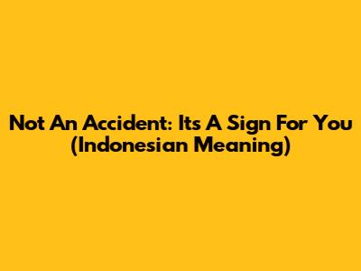 Not An Accident: It's A Sign For You (Indonesian Meaning)