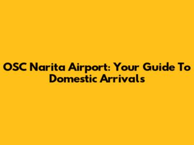 OSC Narita Airport: Your Guide To Domestic Arrivals
