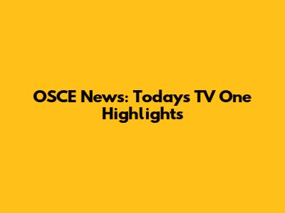 OSCE News: Today's TV One Highlights