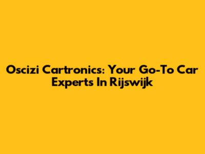 Oscizi Cartronics: Your Go-To Car Experts In Rijswijk