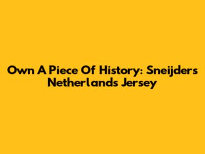 Own A Piece Of History: Sneijder's Netherlands Jersey