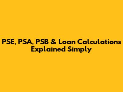 PSE, PSA, PSB & Loan Calculations Explained Simply