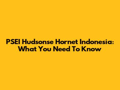 PSEI Hudsonse Hornet Indonesia: What You Need To Know