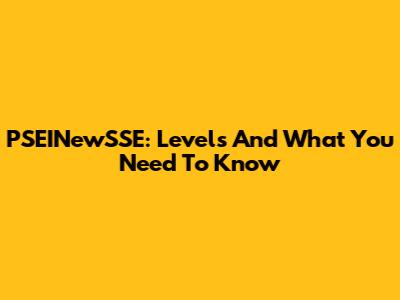 PSEINewSSE: Levels And What You Need To Know