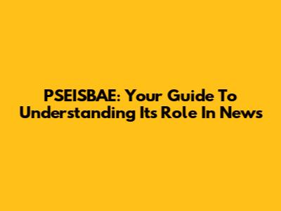 PSEISBAE: Your Guide To Understanding Its Role In News