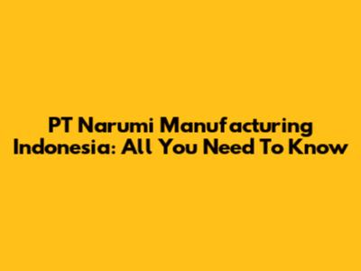 PT Narumi Manufacturing Indonesia: All You Need To Know