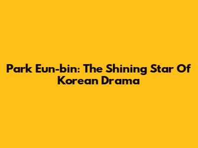 Park Eun-bin: The Shining Star Of Korean Drama