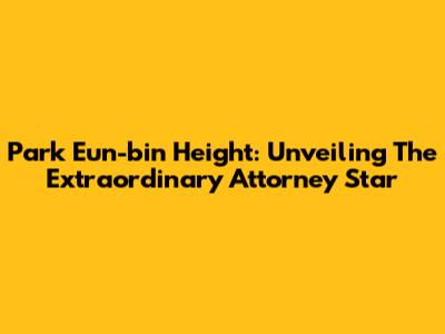 Park Eun-bin Height: Unveiling The 'Extraordinary Attorney' Star