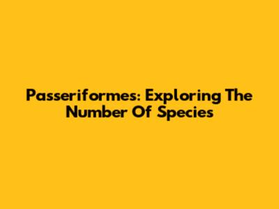Passeriformes: Exploring The Number Of Species