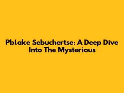 Pblake Sebuchertse: A Deep Dive Into The Mysterious