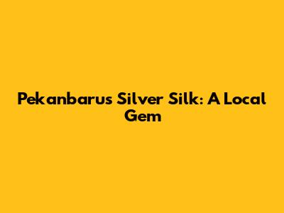 Pekanbaru's Silver Silk: A Local Gem