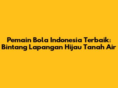Pemain Bola Indonesia Terbaik: Bintang Lapangan Hijau Tanah Air