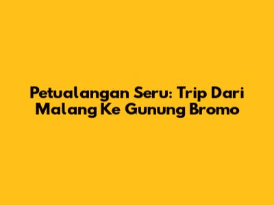Petualangan Seru: Trip Dari Malang Ke Gunung Bromo