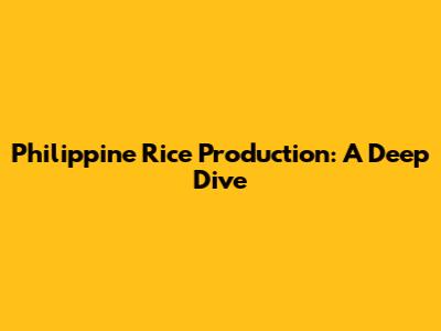 Philippine Rice Production: A Deep Dive