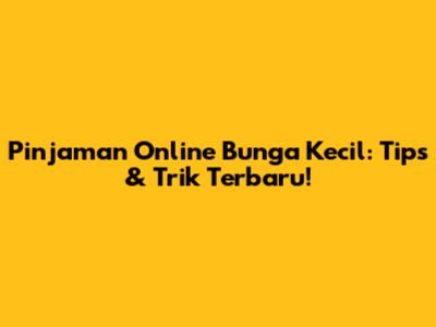 Pinjaman Online Bunga Kecil: Tips & Trik Terbaru!