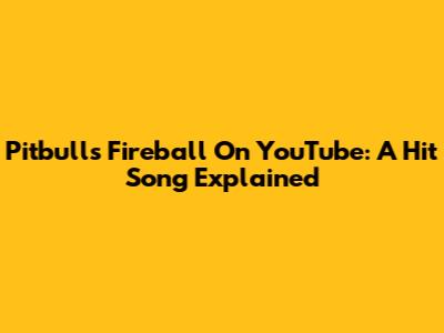 Pitbull's 'Fireball' On YouTube: A Hit Song Explained