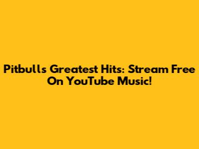 Pitbull's Greatest Hits: Stream Free On YouTube Music!
