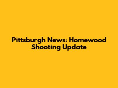 Pittsburgh News: Homewood Shooting Update