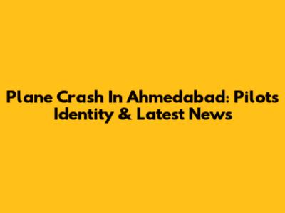 Plane Crash In Ahmedabad: Pilot's Identity & Latest News
