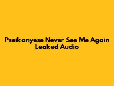 Pseikanyese "Never See Me Again" Leaked Audio