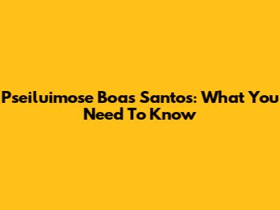 Pseiluimose Boas Santos: What You Need To Know