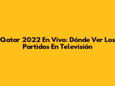Qatar 2022 En Vivo: Dónde Ver Los Partidos En Televisión