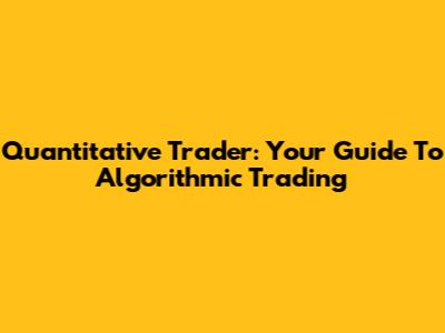 Quantitative Trader: Your Guide To Algorithmic Trading