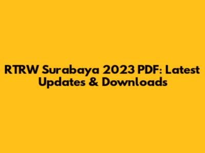 RTRW Surabaya 2023 PDF: Latest Updates & Downloads