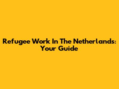 Refugee Work In The Netherlands: Your Guide