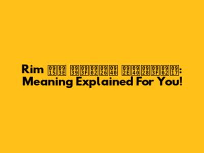 Rim का हिंदी मीनिंग: Meaning Explained For You!